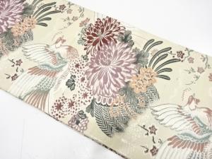 アンティーク　鳳凰に花籠模様織り出し丸帯（材料）